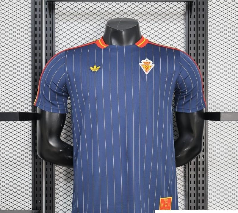 2026 Player Version Spain Navy Blue with Thin Yellow Pinstripes Jersey