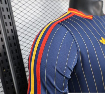 2026 Player Version Spain Navy Blue with Thin Yellow Pinstripes Jersey